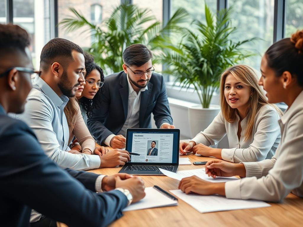 A close up shot of a diverse group of professionals