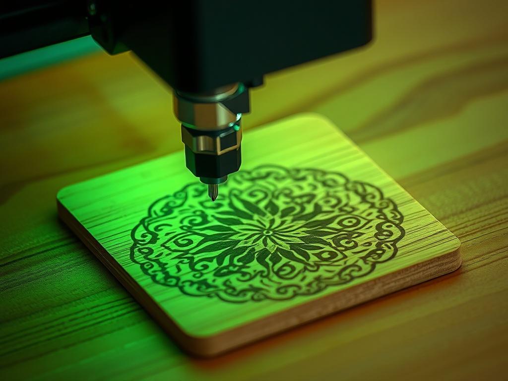 A high resolution close up shot of a laser engraving