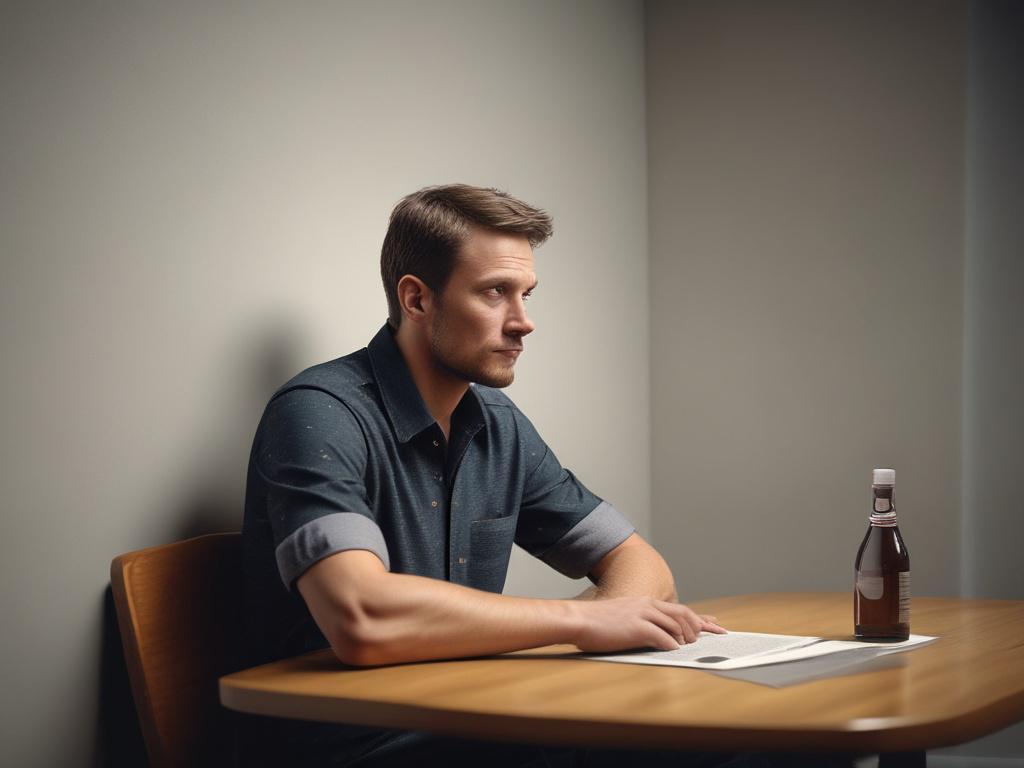 A close-up shot of a concerned individual sitting alone in a quiet, dimly lit room, reflecting on their journey. The focus is on their expressive face, showcasing determination and hope. The background is softly blurred to emphasize the subject's emotions. The image is hyper-realistic, capturing the gravity of their situation while maintaining a sense of warmth. The color scheme aligns with rgb(155, 2, 2).