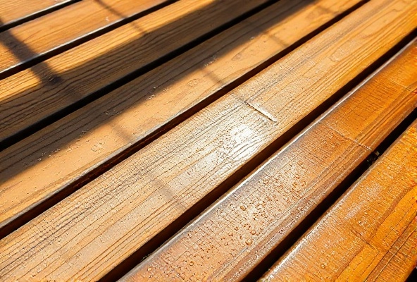 Clean wooden deck after professional washing