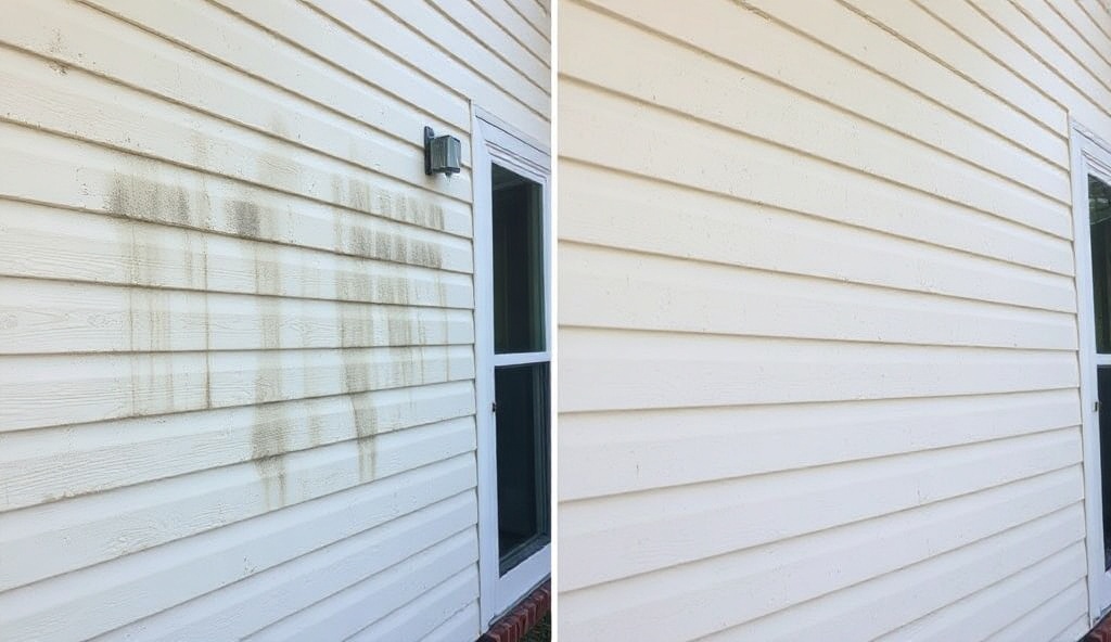 Before and after power washing