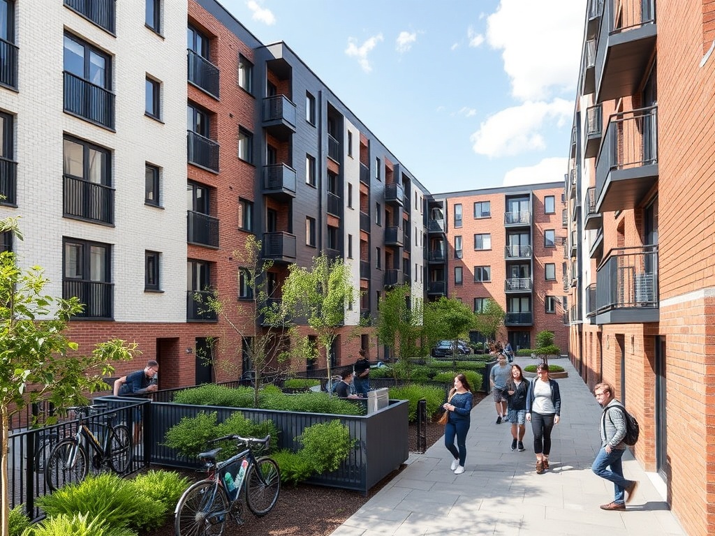 Purpose-built student housing development with contemporary architecture and communal spaces