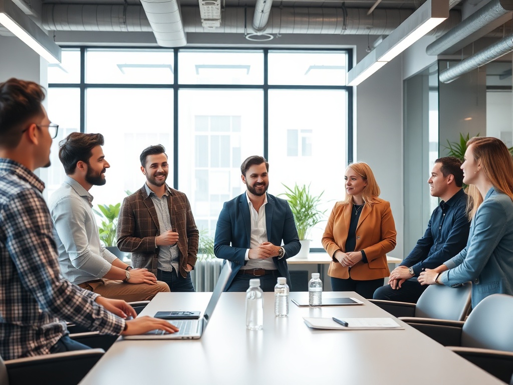 High-growth startup and SME leadership team in modern office environment