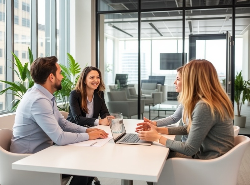 Property manager in professional consultation with clients