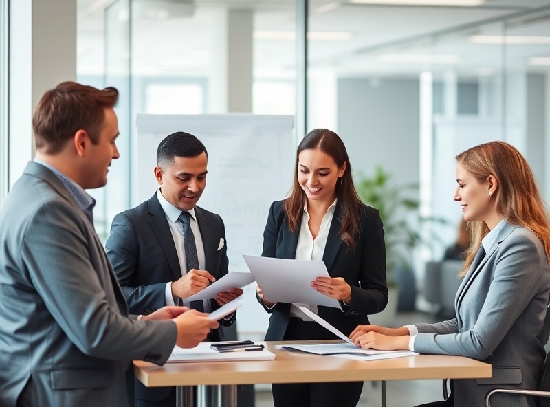 Business and management service professionals working on strategic planning and business analysis