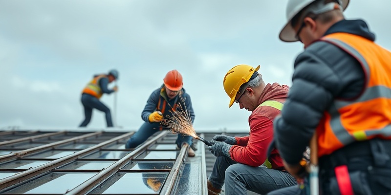 Specialist tradesperson including roofer, glazier, or welder working on specialized trade work with professional expertise