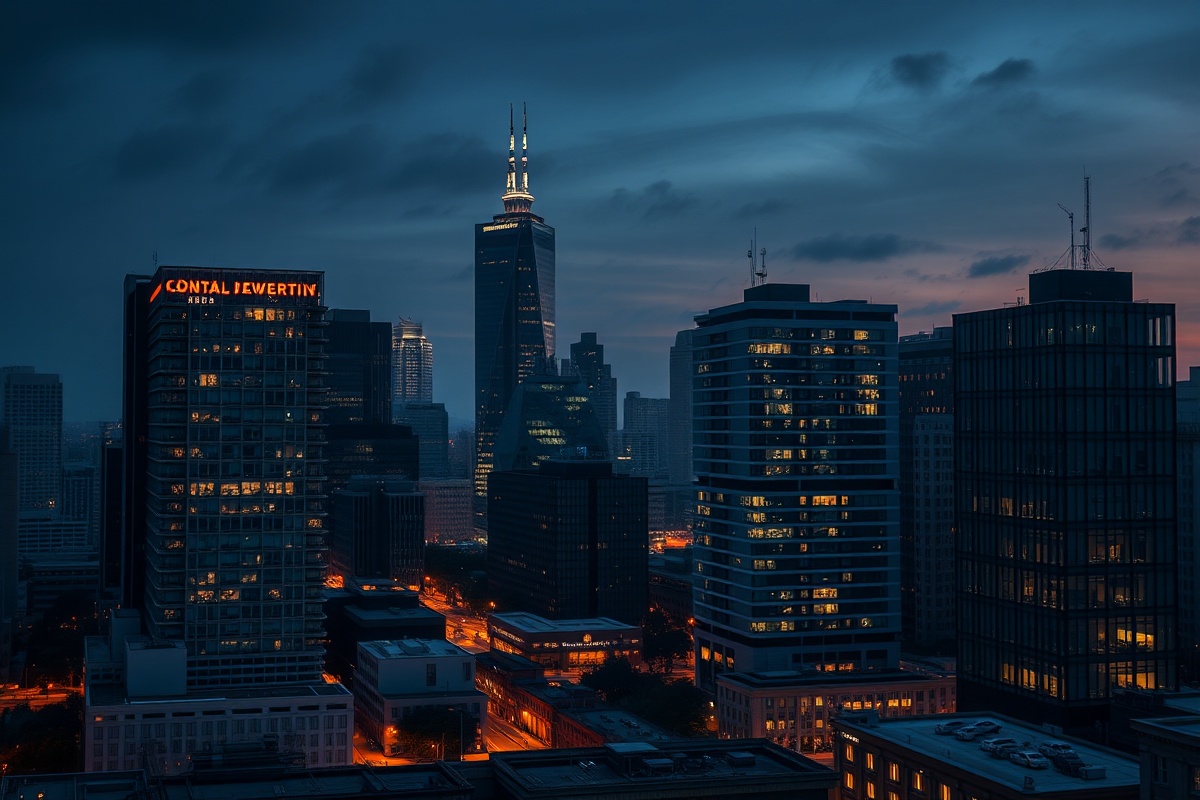 Urban cityscape with modern office and commercial buildings