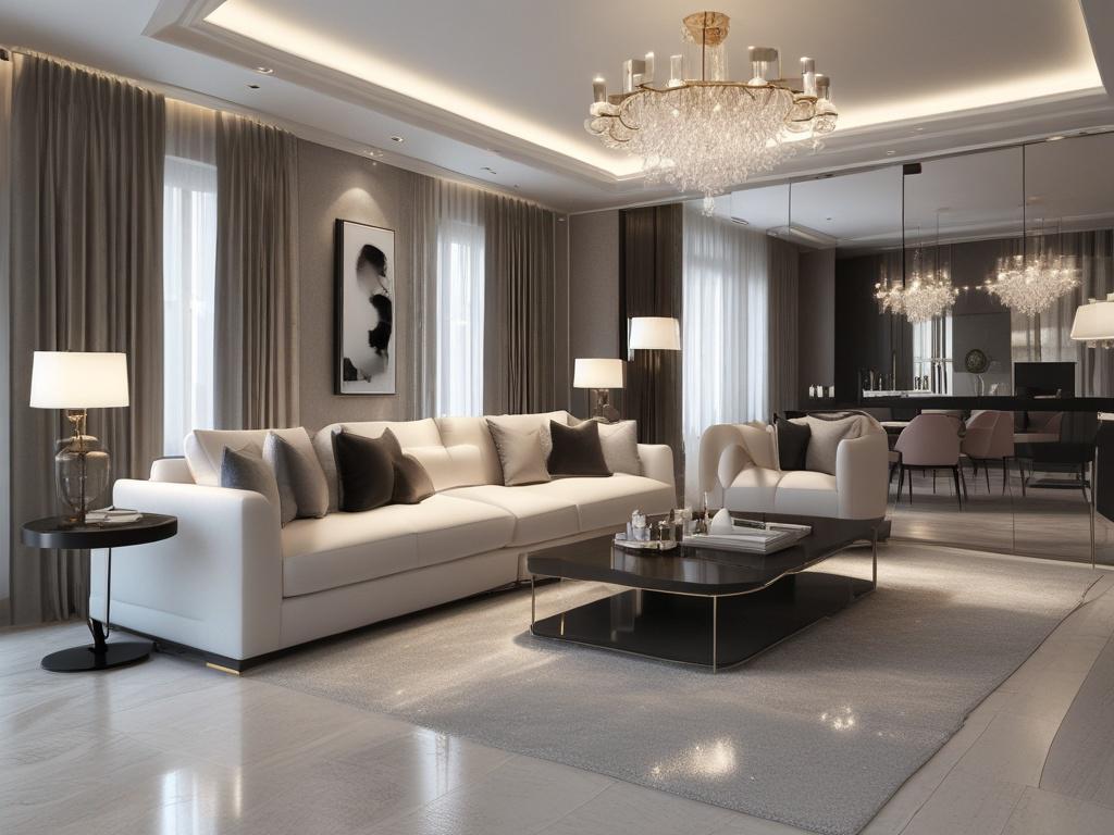 high resolution image of a luxurious interior renovation with glossy
