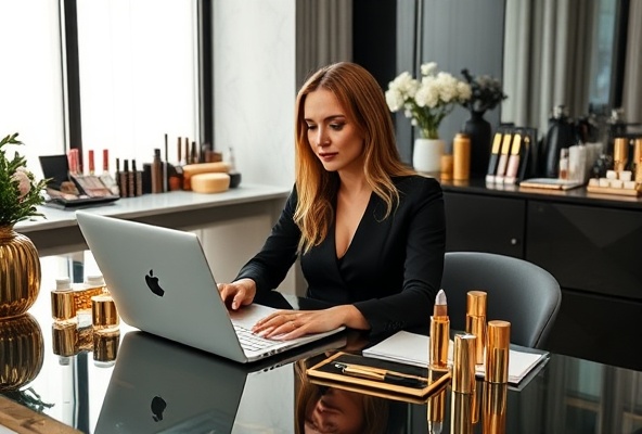Beauty professional working on business