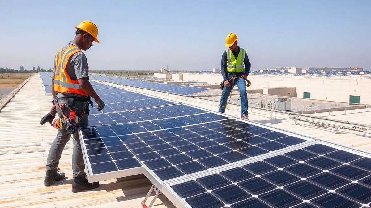 Growing solar installation business team