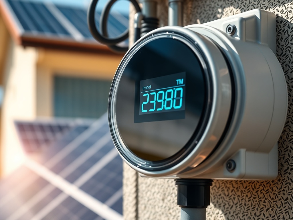 Professional smart meter installation for solar PV with bidirectional metering display