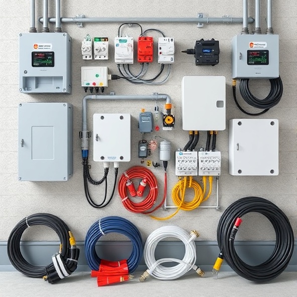 Array of solar electrical accessories