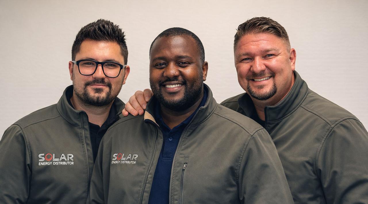 Professional solar installer team performing solar panel installation with expert technicians