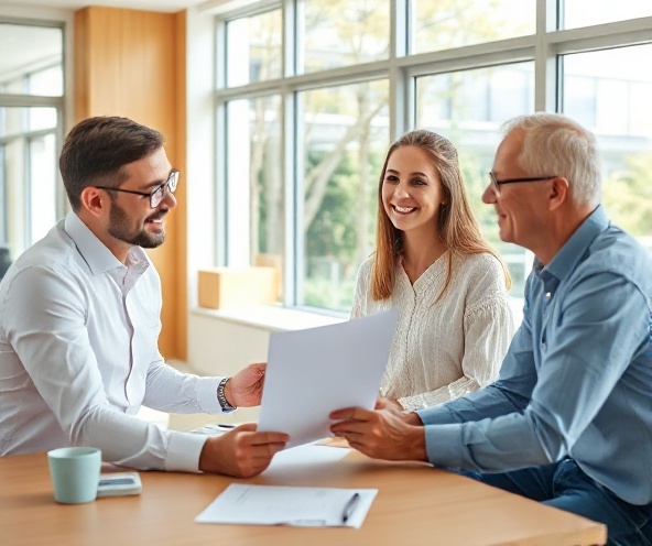 Mortgage advisor meeting with clients