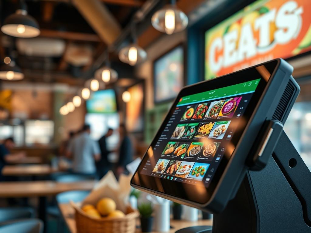 A close up shot of a modern Linga POS system