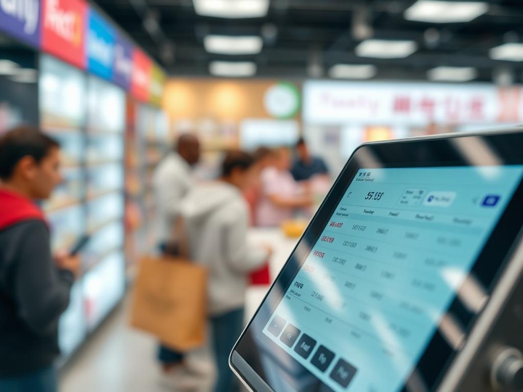A high resolution close up of a modern POS terminal