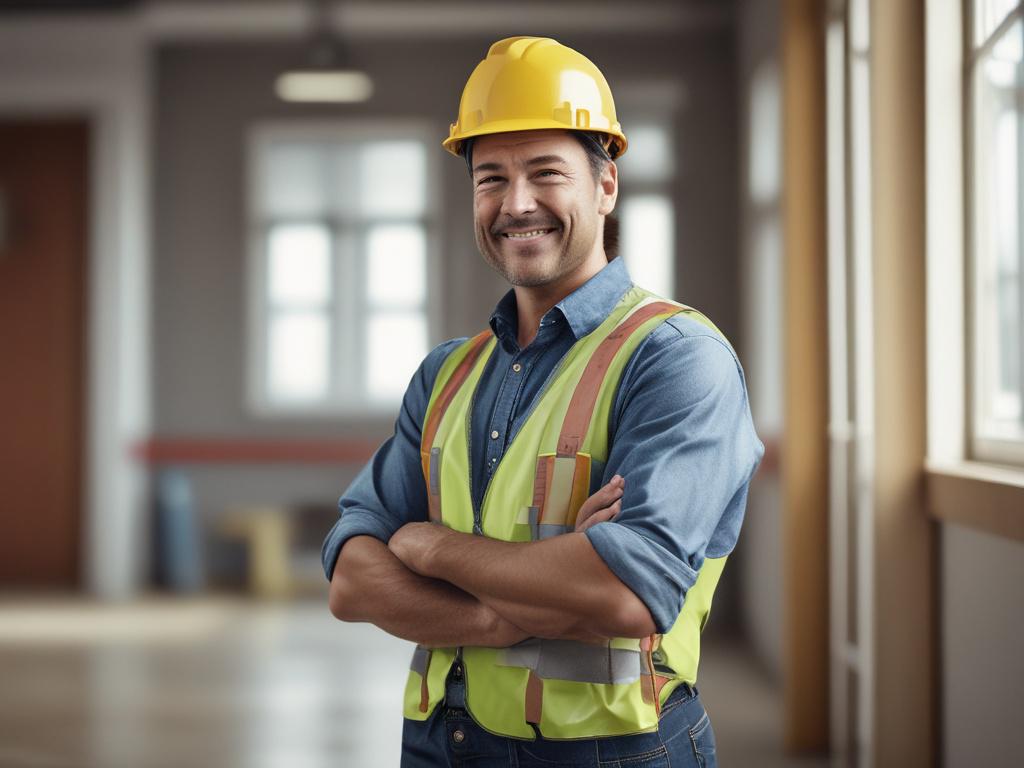 **AI Image Generation Prompt:**

Create a realistic high-resolution image that captures the essence of a professional general contractor at work, reflecting the blog title: "Fine Doesn’t Mean Fancy—It Means Done Right the First Time." 

**Subject Matter:** The image should feature a skilled carpenter in the midst of a project, meticulously inspecting high-quality wooden beams. The carpenter, a middle-aged individual with a focused expression, should be portrayed wearing a plaid shirt and a tool belt, emphas