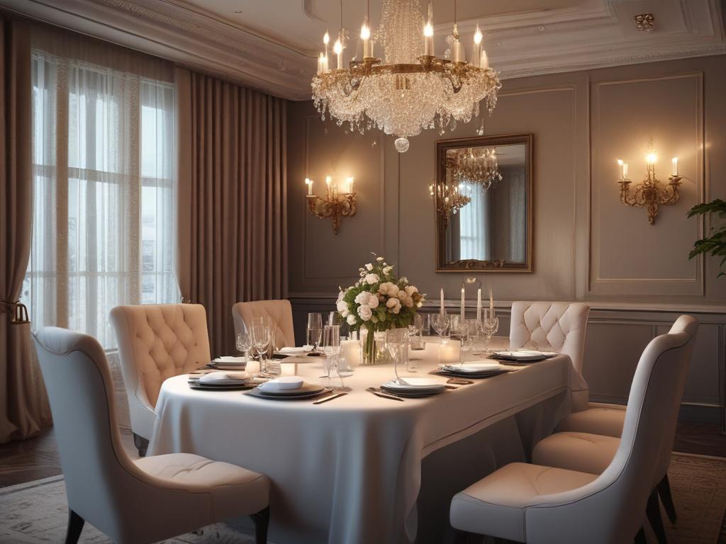 A luxurious setting with a glamorous escort in an elegant