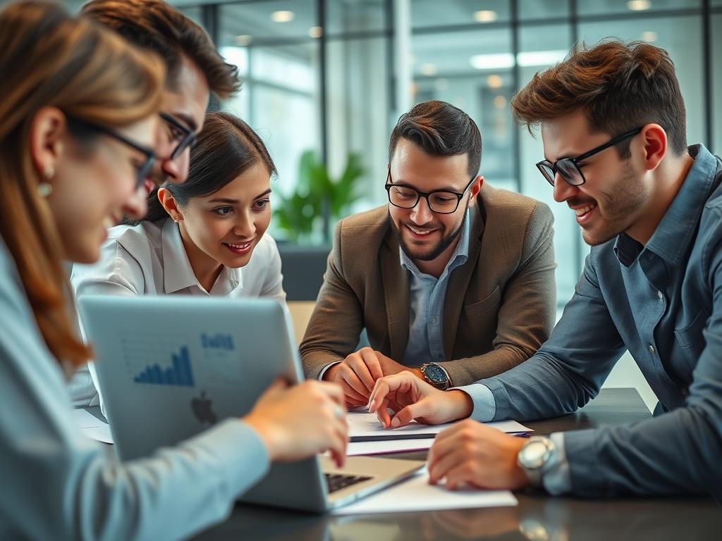 A close up shot of a digital marketing team brainstorming