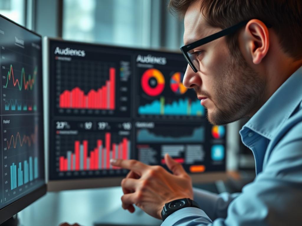 A close up shot of a marketing analyst examining audience