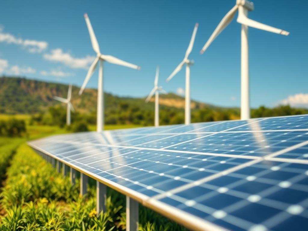 A close up shot of a green energy project showcasing