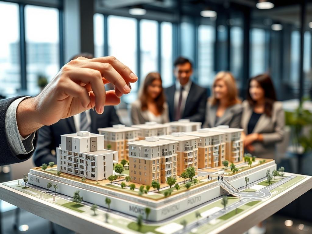 A close up shot of a real estate developer presenting