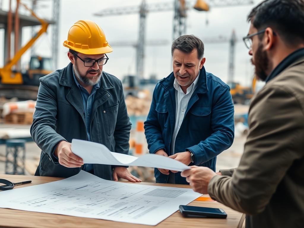A close up shot of a construction consultant discussing plans