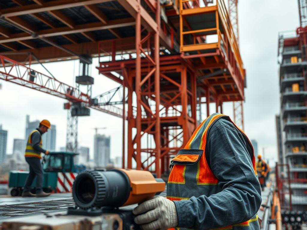 A hyper realistic close up shot of a construction site