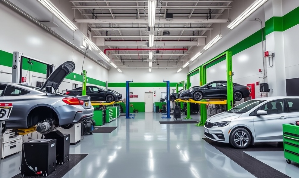 Modern automotive shop with professional equipment