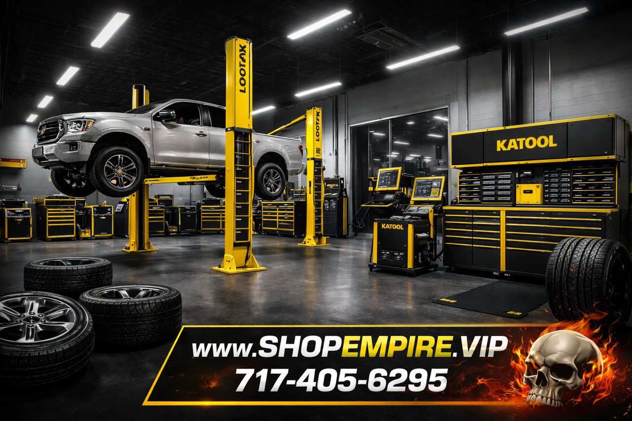 Modern automotive shop with professional equipment