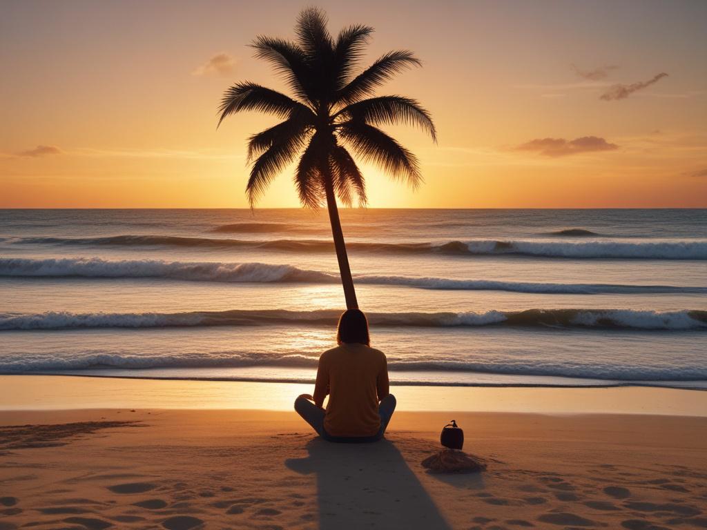 A peaceful beach scene near Lagos, featuring soft golden sands,