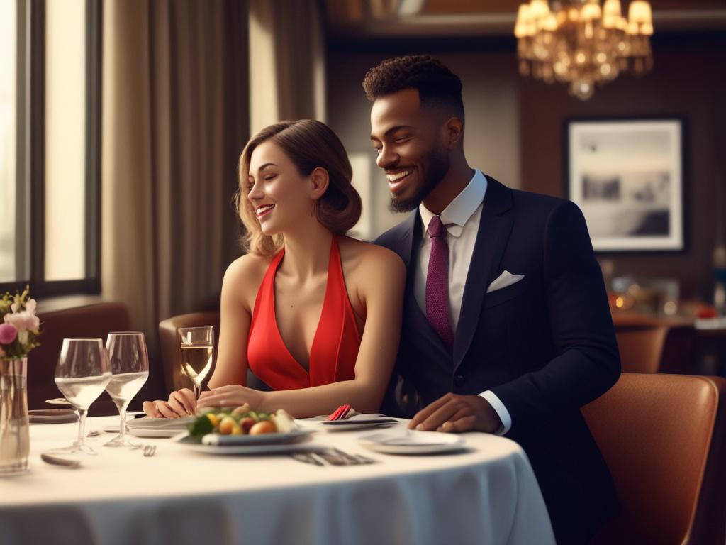 An elegant dining setup at a luxurious restaurant, featuring a