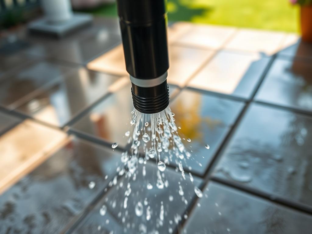 A close up shot of a pressure washing nozzle in