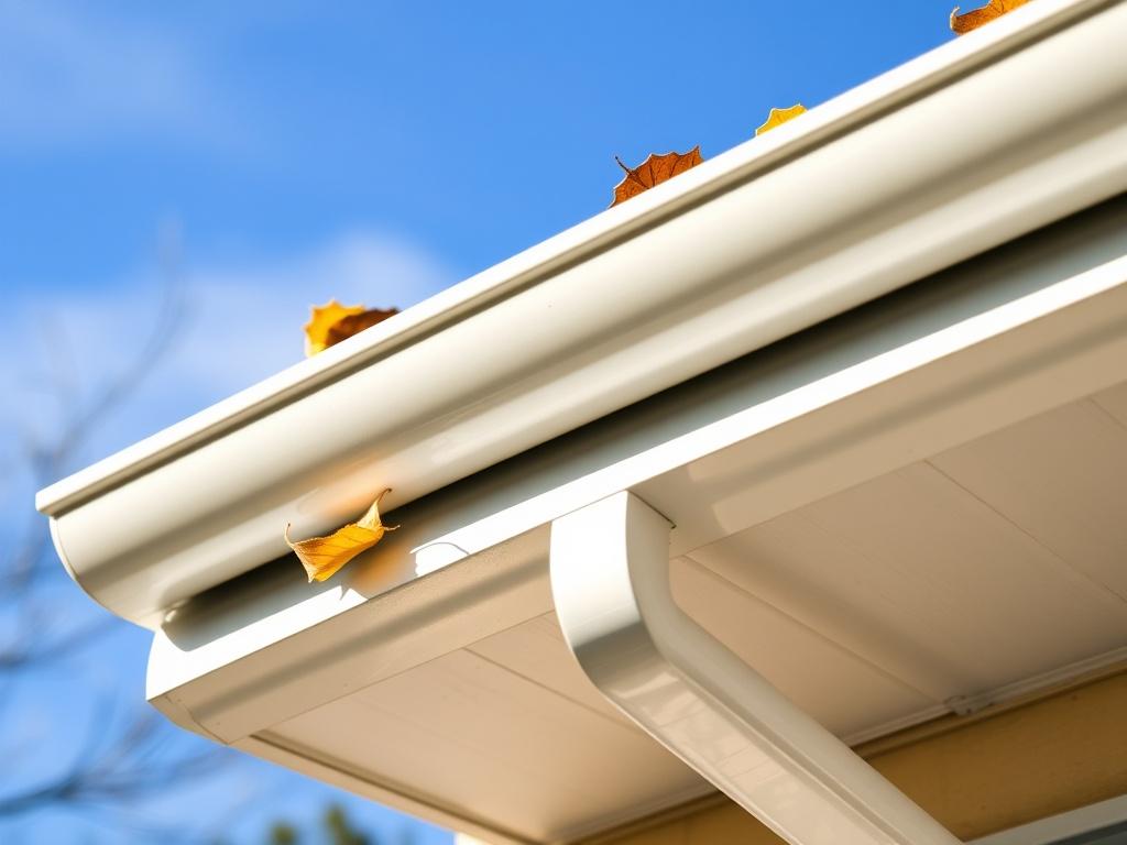A close up shot of clean, clear gutters on a