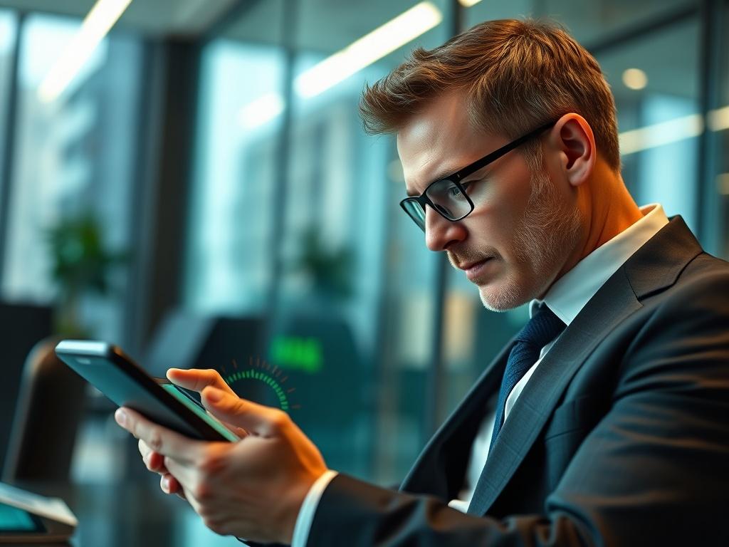 A hyper realistic close up shot of a business executive
