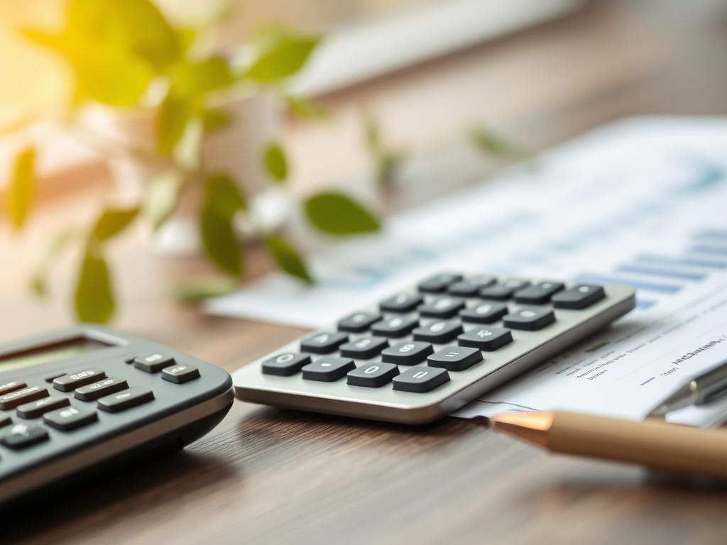 A close up shot of a business calculator and financial