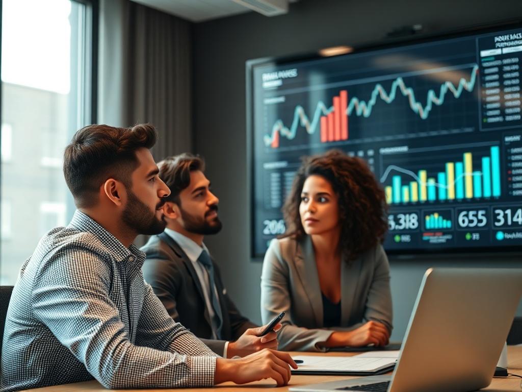 A close up shot of a business team in a
