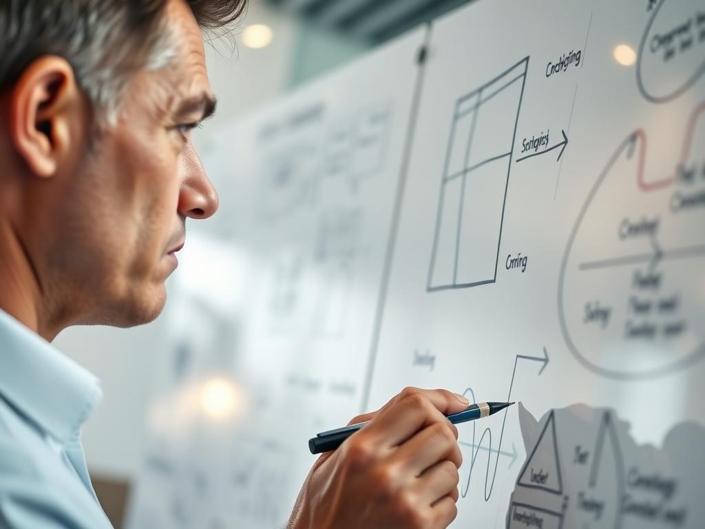 A close up shot of a business consultant writing on