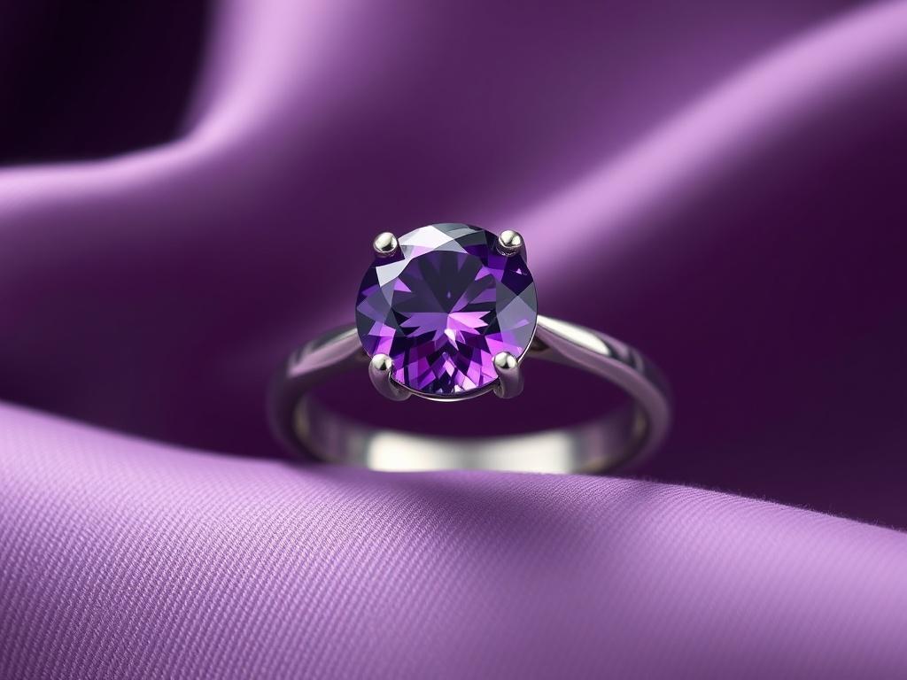 A stunning silver ring featuring a prominent amethyst gemstone, set