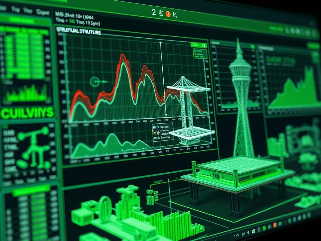 A detailed close up shot of a structural analysis software