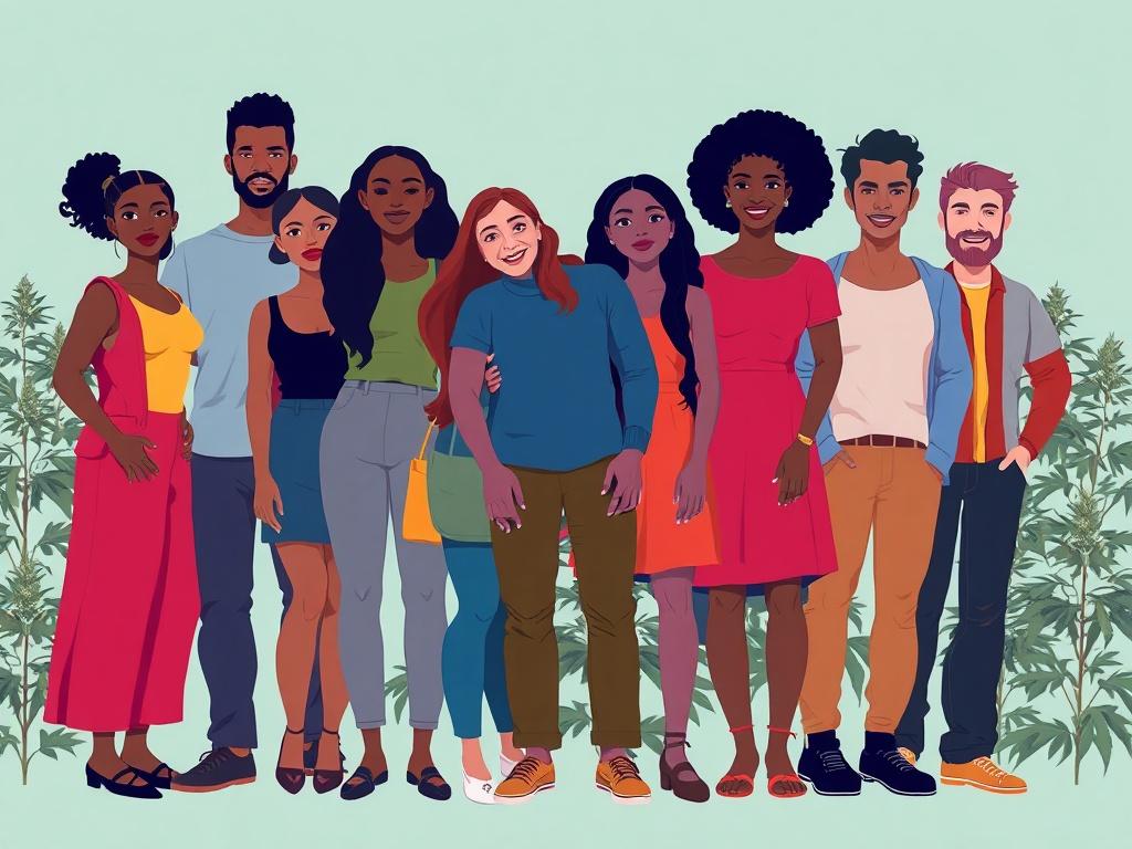 A vibrant and colorful illustration of a diverse group of