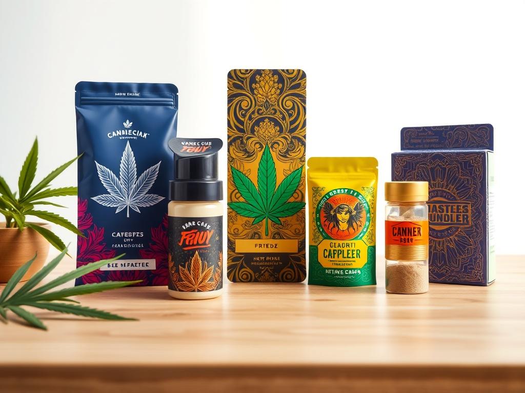 A close up shot of beautifully designed cannabis product packaging