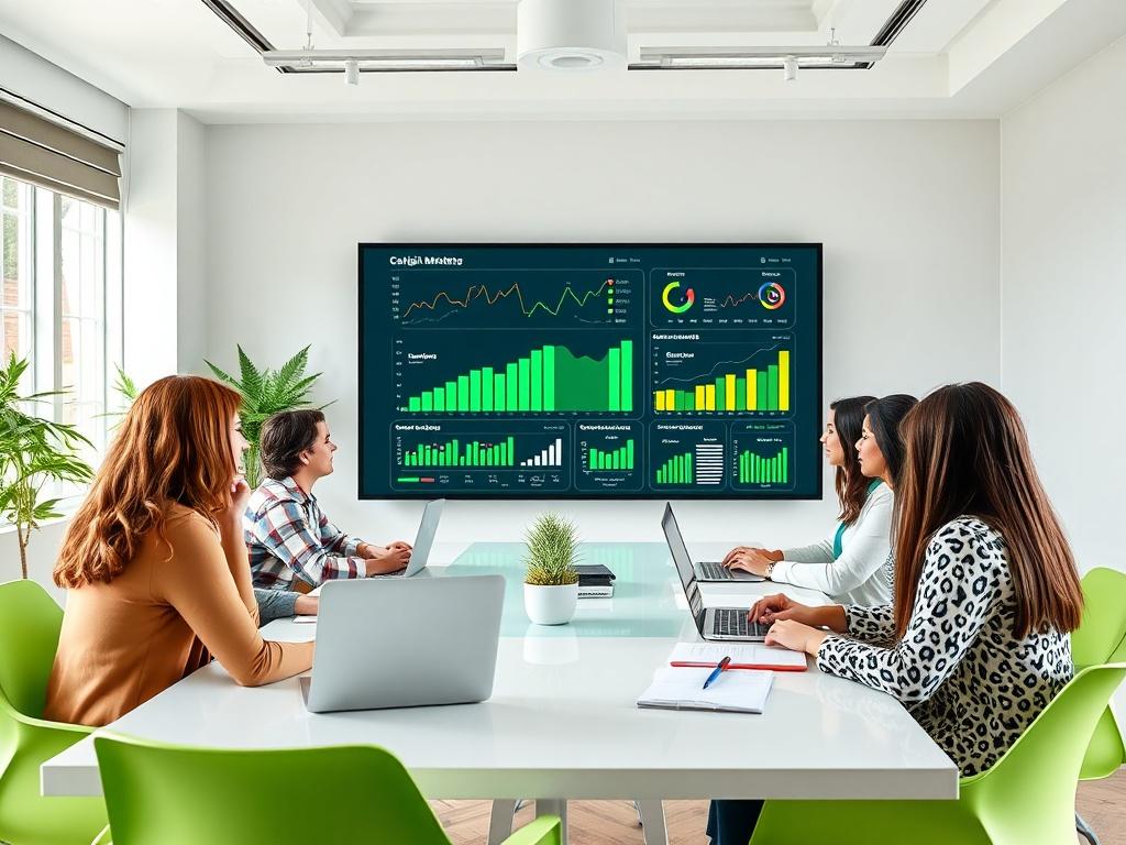 An engaging digital marketing strategy meeting in progress, featuring diverse