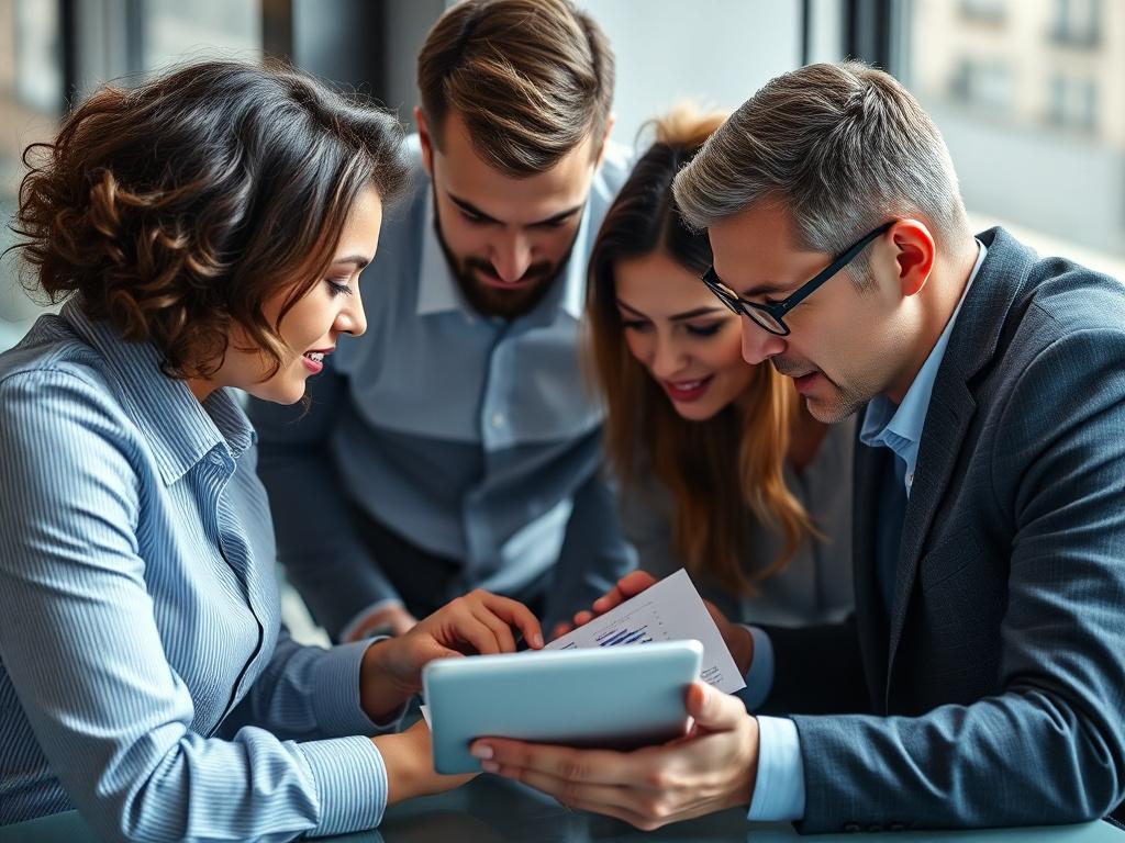 A close up shot of a business team collaborating over