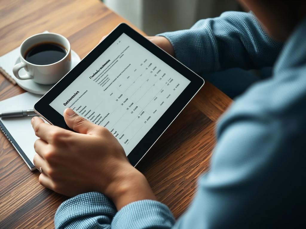 A close up shot of a person reviewing a financial