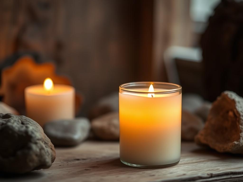 Create a realistic high resolution of a serene candlelit space