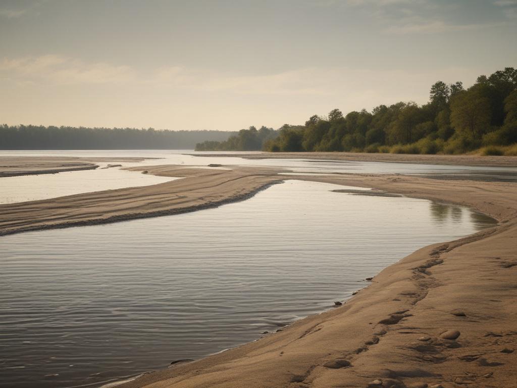 A realistic high resolution of a serene, flowing river of