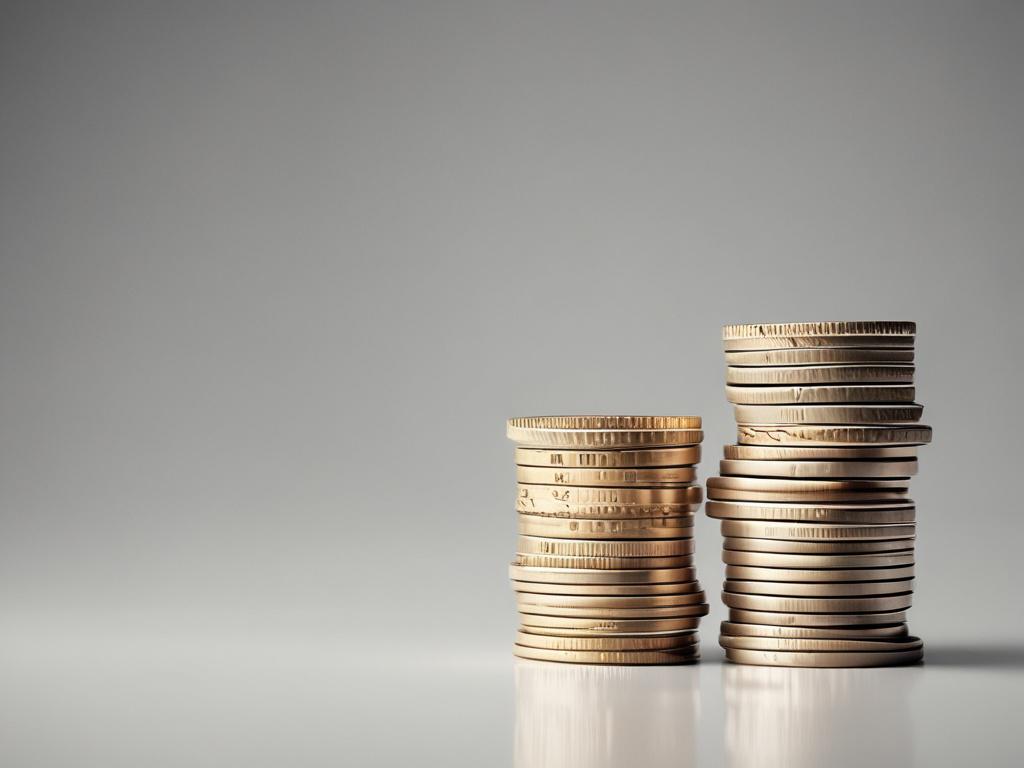 realistic high resolution of a growing stack of coins with