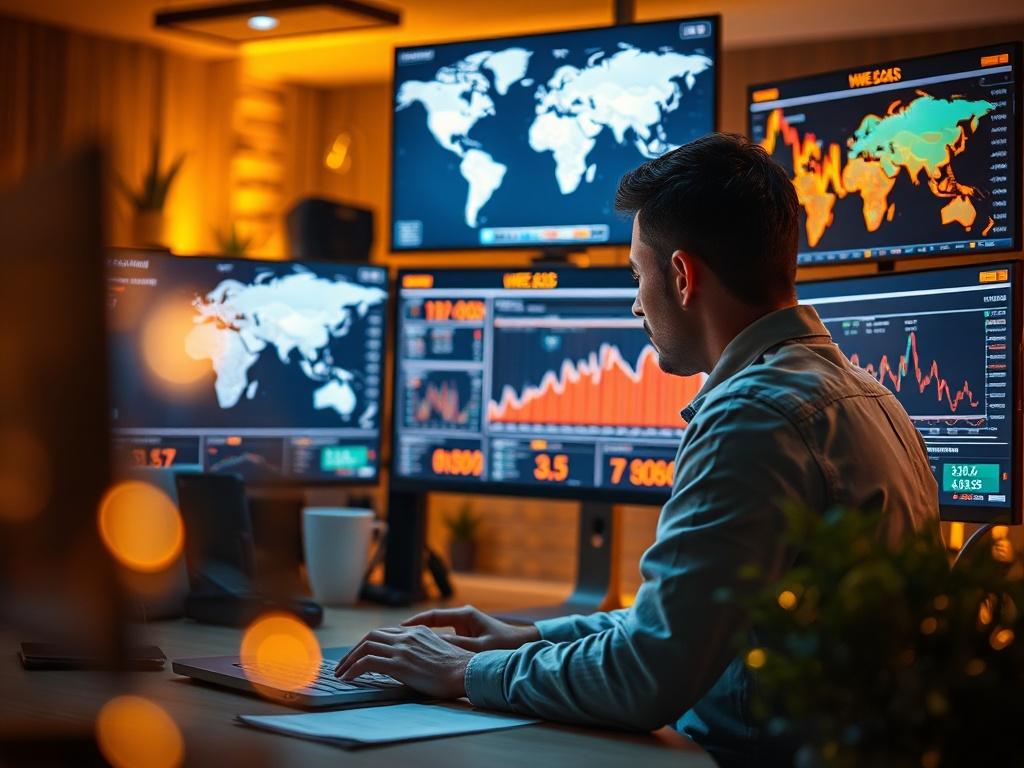 A close up of a data analyst working on a