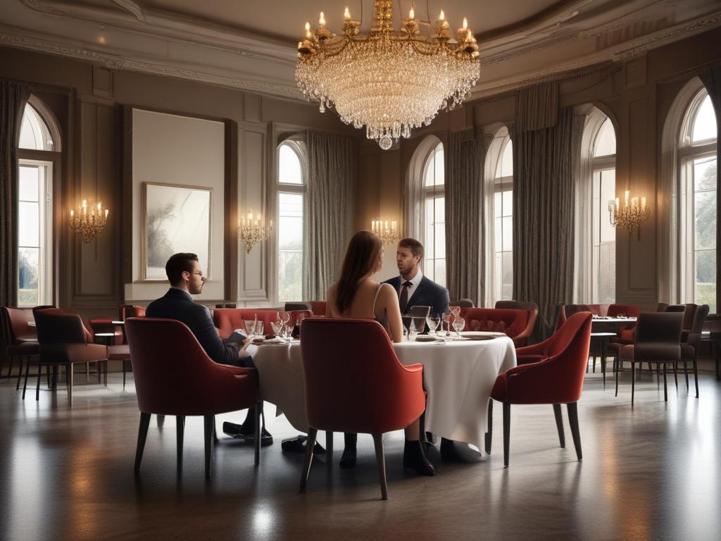 A beautifully set dining table in an upscale restaurant, with